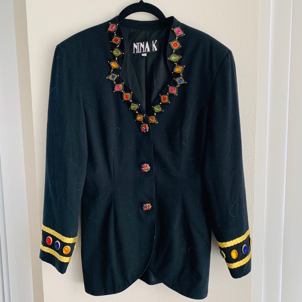 80s VINTAGE NINA K GEM EMBELLISHED BLAZER